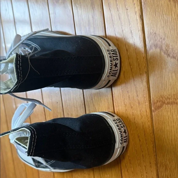 NWOT Converse Black and White High-Top Canvas Sneakers - Picture 3 of 5